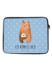 Mr. & Mrs. Panda Laptop Tasche Bär Vermissen mit Spruch in Blau Pastell