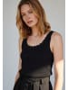 More & More feminines, geripptes Top, Spitzenborte in black