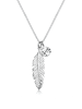 Elli Halskette 925 Sterling Silber Boho, Feder in Silber