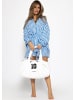 SASSYCLASSY Oversize Musselin Bluse in Blau