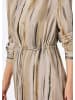 GOLDNER Kurzgröße:  Longbluse Longbluse mit Bindegürtel in beige / gemustert