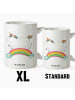 Mr. & Mrs. Panda XL Tasse Einhorn Regenbogen ohne Spruch in Weiß