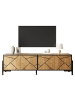 ABRIHOME TV Schrank in Natur Schwarz 153x40x50 cm mit 4 Türen geometrischem Design