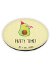 Mr. & Mrs. Panda Rund Magnet Avocado Party Zeit mit Spruch in Gelb Pastell