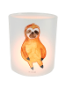 Mr. & Mrs. Panda Windlicht Faultier Zufrieden ohne Spruch in Transparent