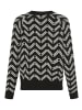 Laura Scott Rundhalspullover in schwarz offwhite gemustert