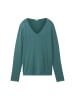 Tom Tailor Dünner Strickpullover Basic V-Ausschnitt Stretch Sweater in Grün-2