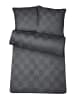 Carpe Sonno Damast Bettwäsche Anthrazit Karo aus 100% Baumwolle 135 x 200 cm + 1x 80x80 cm