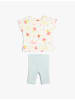 KOTON 2tlg. Outfit: T-Shirt/Hose in Ekru Gemustert