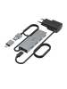 Hama USB-Hub 4 Ports, inkl. USB-C-Adapter u. Netzteil