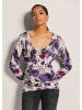MADELEINE Feinstrickpullover mit floralem Print in grau / kristalllila / multicolor