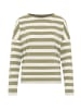 ELBSAND Langarm T-Shirt  in Green Leaf + Cloud White STRIPE