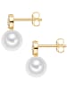 Valero Pearls Perlen-Ohrstecker Sterling Silber Zirkonia Süßwasser-Zuchtperle in gelbgold