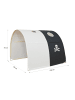 Homestyle4u Hochbett 90x200 mit Vorhang, Lattenrost, Matratze, Rutsche, Tunnel Weiß Pirat