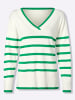 Heine Pullover in grasgrün-ecru-geringelt