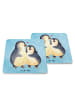Mr. & Mrs. Panda Bierdeckel Pinguin umarmen ohne Spruch in Eisblau