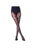 COFI 1453 Damen-Strumpfhose, durchscheinendes Muster mit Blumen, 40 Denier in Schwarz