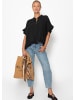 SASSYCLASSY Musselin Bluse mit Rüschensaum in Schwarz
