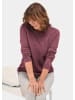 GOLDNER Kurzgröße:  Eleganter Glanzpullover, Ajourmuster in brombeere