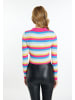 myMo Damen Cropped Strickjacke in Pink Mehrfarbig
