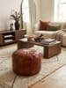 KADIMA DESIGN Sitzhocker Echtleder 52 x 40 x 52 cm Ottomane Wohnzimmer