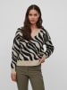 Vila Kuscheliger Strickpullover Jacquard Zebra Animal Muster VIRIL FEAMI in Beige