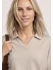 Street One Dropped Shoulder Poloshirt mit Elastikbund in Clay Sand