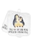 Mr. & Mrs. Panda Topfuntersetzer Pinguin umarmen mit Spruch in Weiß