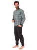 NORMANN Pyjama Schlafanzug Bündchen Karo - 68031 in dunkelgrau