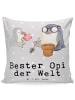 Mr. & Mrs. Panda kuschelkissen 40x40 Pinguin Bester Opi der Welt... in Grau Pastell