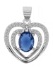 Adeliás Damen Anhänger Herz aus 925 Silber mit Zirkonia in blau