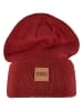 Urban Classics Urban Classics Unisex Synthetic Leatherpatch Long Beanie in burgundy