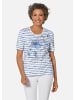 GOLDNER Bequemes Druckshirt in Blumen-Ringeloptik in rauchblau / geringelt