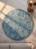 KADIMA DESIGN Teppich Hochflor Shaggy Waschbar Einfarbig SALZACH Strapazierfähig in Blau