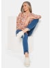 GOLDNER Blusenshirt Florale Druckbluse mit V-Ausschnitt in orange / gemustert