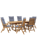 Beliani 7-tlg Gartentisch Set JAVA in Braun/Blau