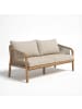 home24 Loungegruppe Mori 3-teilig Typ B in Gestell: Akazie BraunBezug & Geflecht: Beige