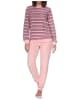 NORMANN Frottee Schlafanzug langarm Bündchen Streifenoptik in rosa