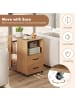 COSTWAY Beistelltisch mit Rollen 60 x 40 x 65,5 cm in Hellbraun