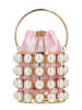 faina Women Bucket Bag With Pearl Design in Pink