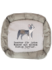 Mr. & Mrs. Panda Hundecouch Boston Terrier Moment mit Spruch in Grau Pastell