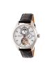 Heritor Sebastian Halbskelett-Uhr mit Lederarmband in Silver