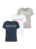 Mustang T-Shirt 3er Pack in Weiß/Grau/Dunkelblau