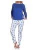 NORMANN Schlafanzug Lang Oberteil uni Kaktus Hose allover - 78652 in blau