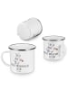 Mr. & Mrs. Panda Camping Emaille Tasse Bester Bräutigam mit Spruch in Weiß