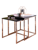 KADIMA DESIGN Couchtisch 2er-Set | Metall Gold, Schwarze Platten, Modern in Bronze