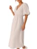 Reichstadt Damen Relaxed Fit Sommerkleid Musselin in Beige