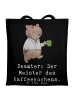 Mr. & Mrs. Panda Jutebeutel Beamter Kaffeemeister mit Spruch in Schwarz