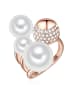 Lulu & Jane Perlen-Ring aus Messing mit Glas und Muschelkernperle in roségold