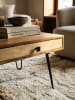 KADIMA DESIGN Couchtisch Sheesham | Schubfächer, 110cm breit, Metallfüße, Massiv in Beige